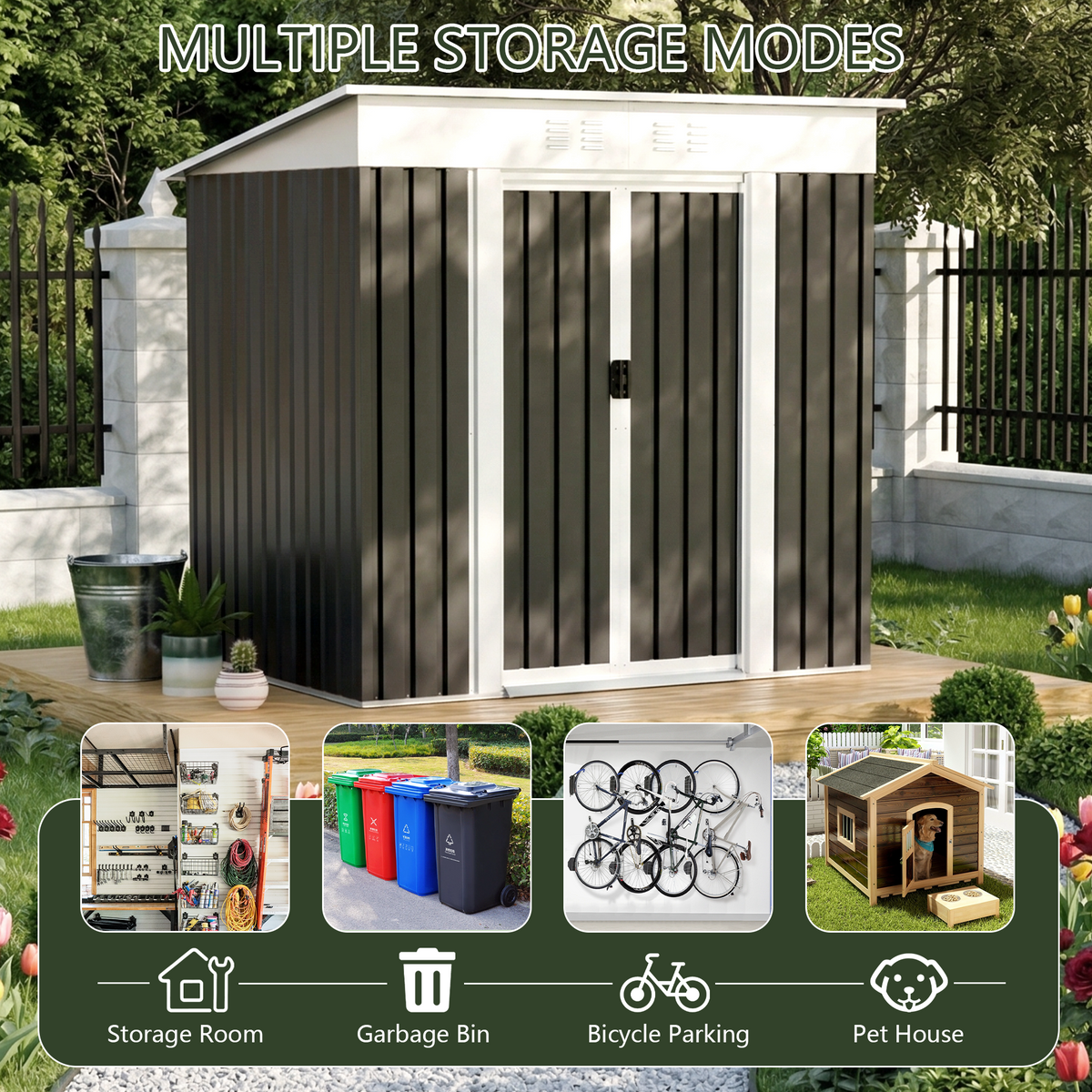 6x4 Ft Garden Shed for Patio and Outdoor Storage, view 7