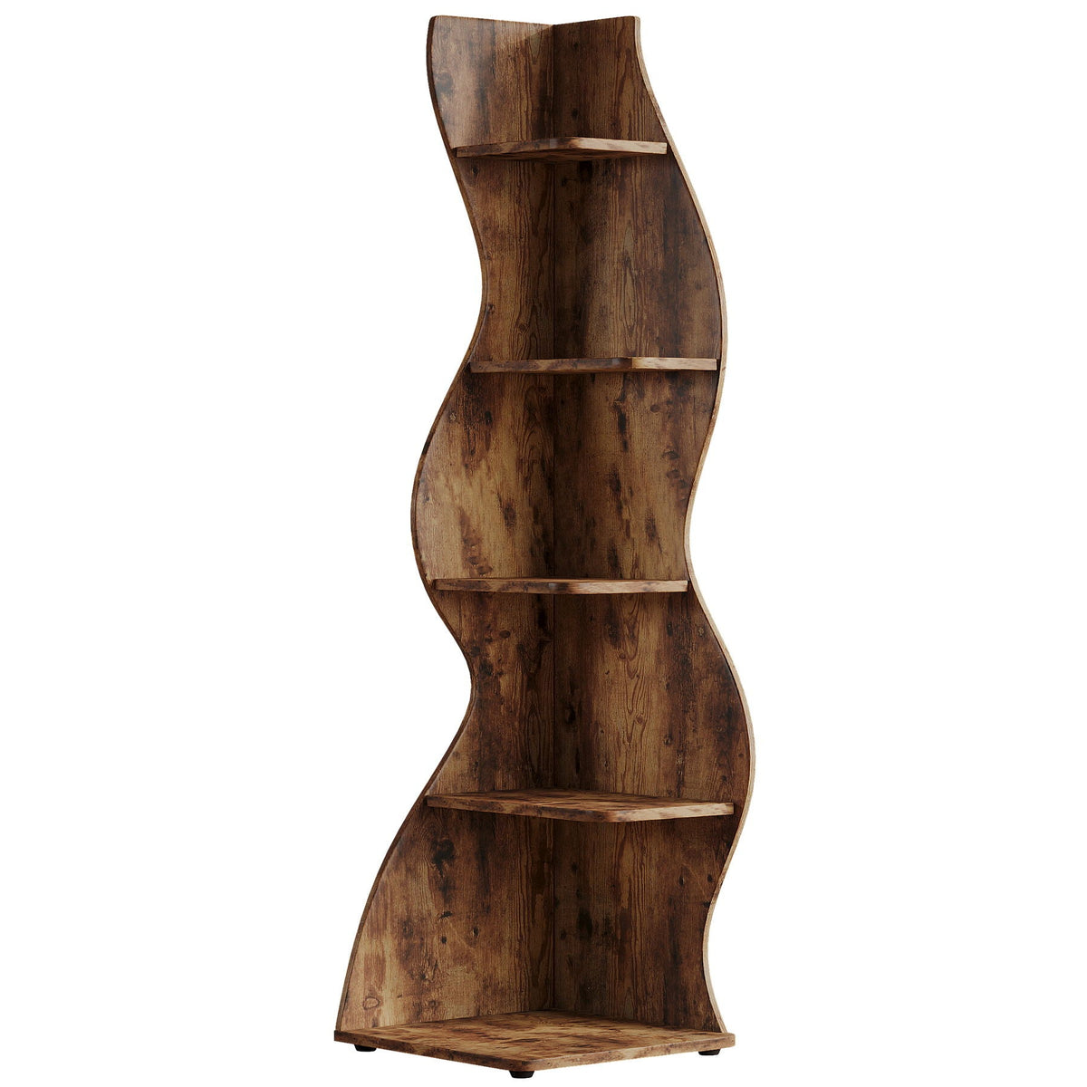 5-tier wavy corner bookshelf and plant stand, view 6