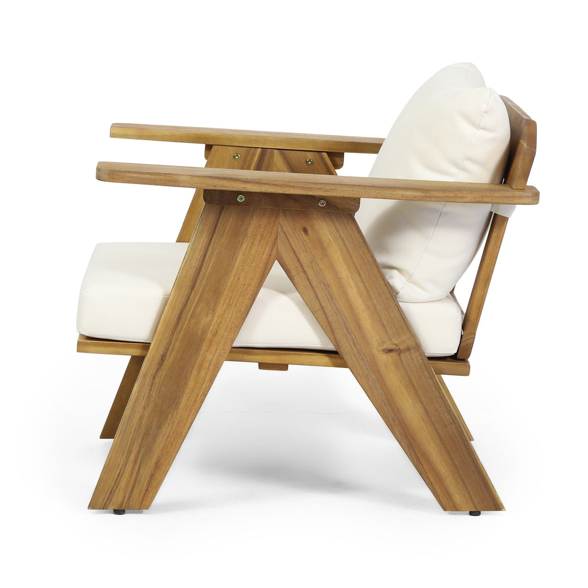 Outdoor Acacia Wood Club Chairs With Cushions (Set of 2) - Teak / Beige, view 11