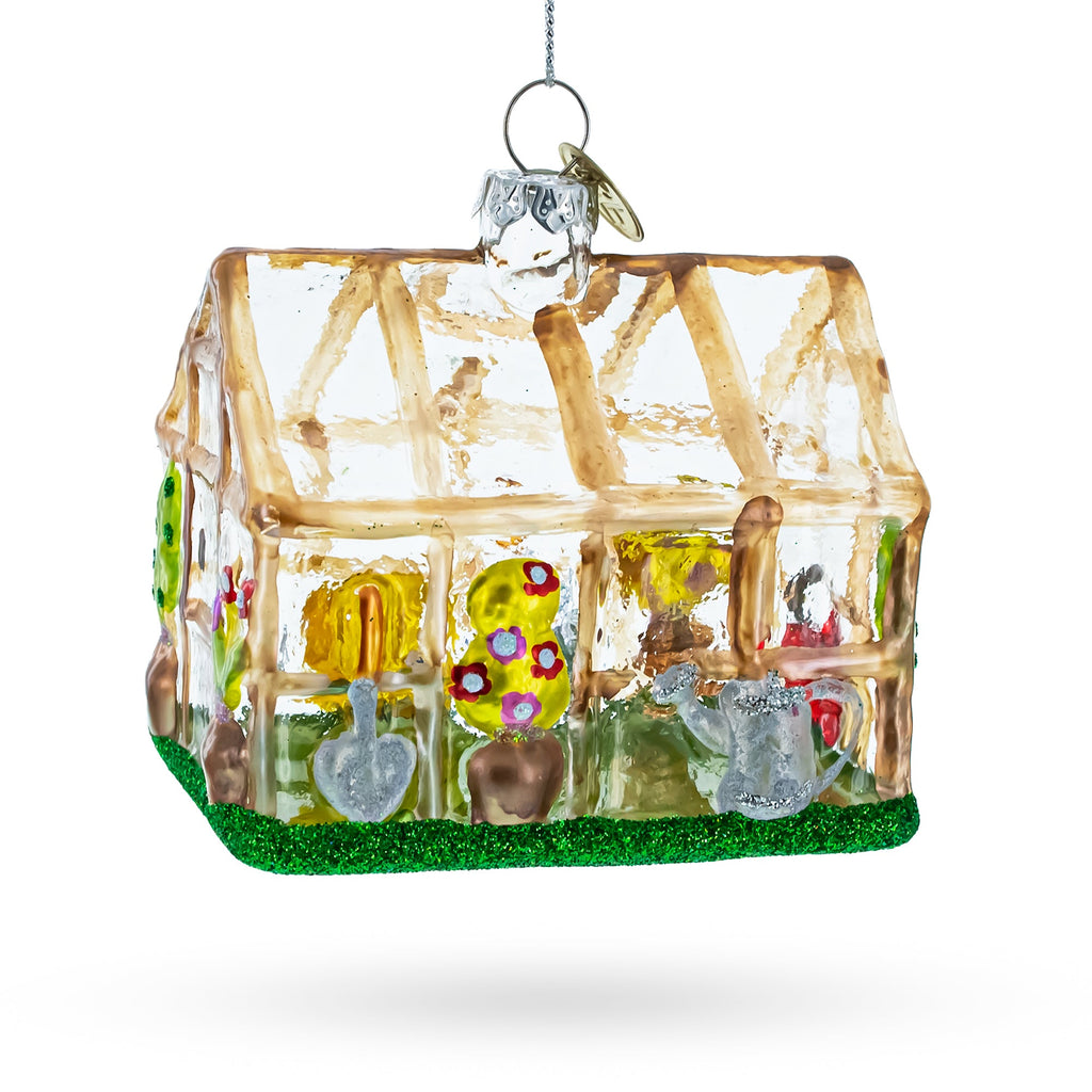 Greenhouse and Gardener Tools Glass Christmas Ornament, view 5