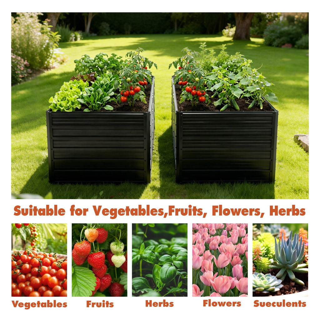 2 Pack Metal Raised Garden Bed Kit Outdoor - 8x4x2 FT Galvanized Planter Boxes Set, view 5