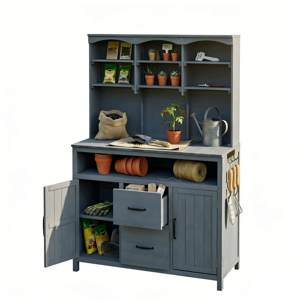 TOPMAX Large Fir Wood Potting Bench, view 9