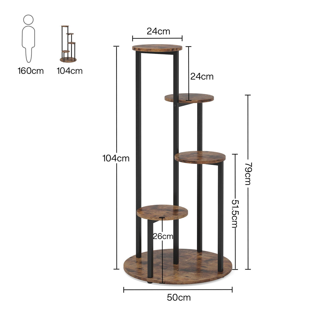 4-tier corner plant stand, rustic brown, view 9