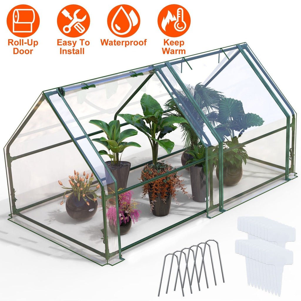 Portable Mini Greenhouse With Roll-Up Zipper Doors Waterproof UV-Resistant PVC Cover Hot House For Indoor, view 2
