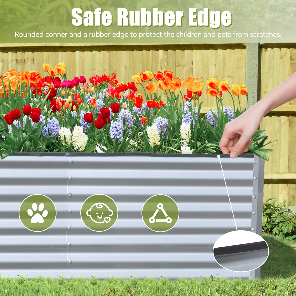 6x3x2ft Galvanized Raised Garden Bed – Silver or Dark Gray