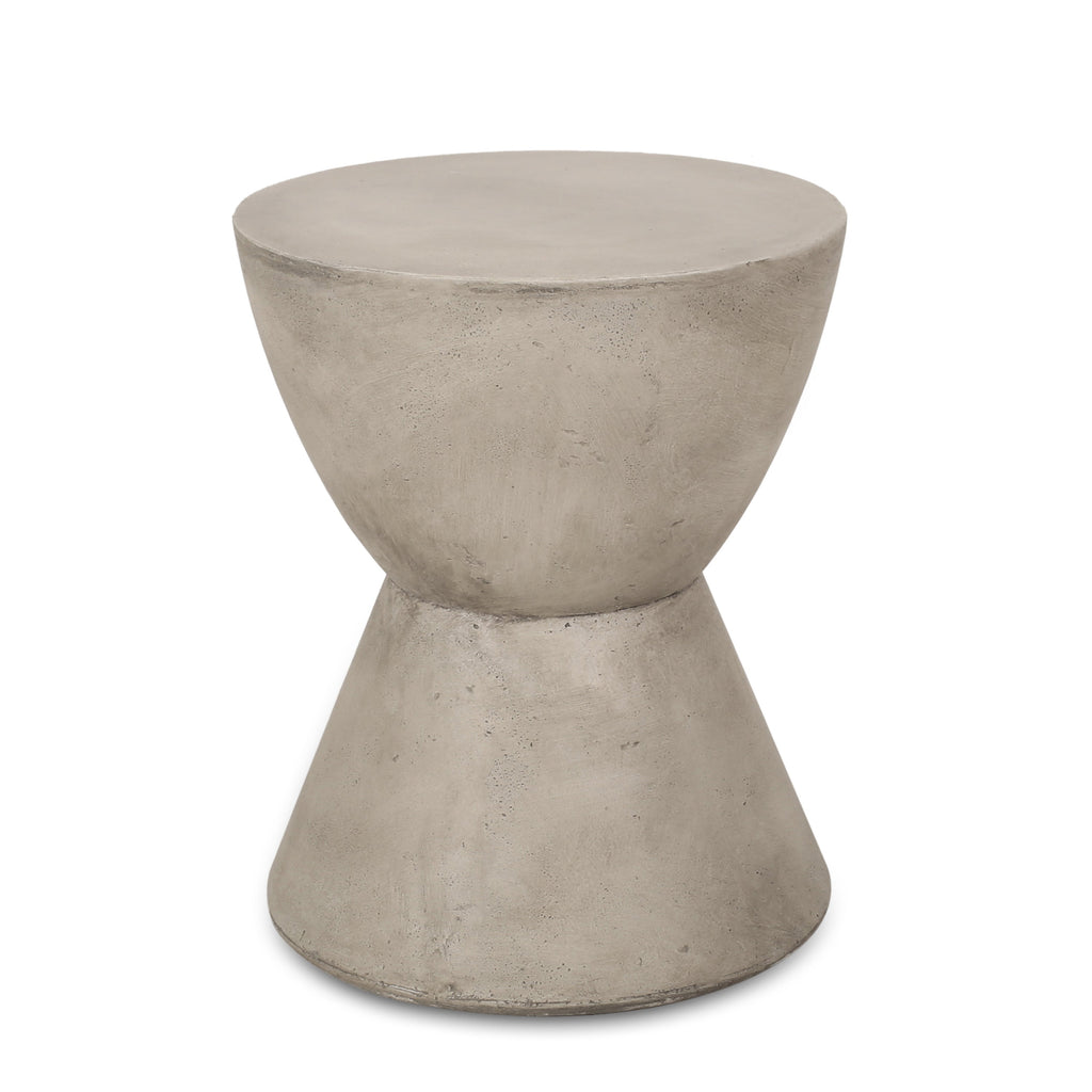 Outdoor Lightweight Concrete Side Table, Light Gray, view 5