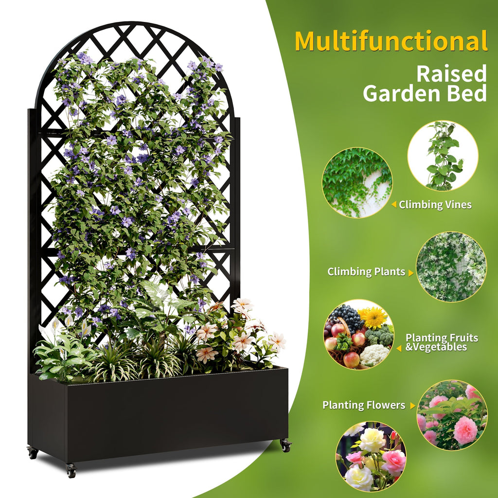 Round Metal Planter Box with Trellis, view 3