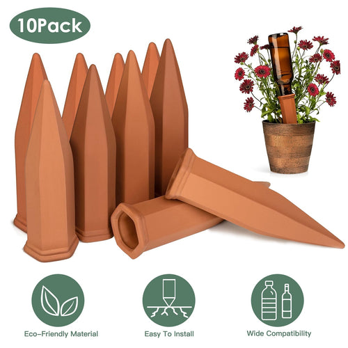 10Pack Plant Watering Spikes Terracotta Automatic Watering Devices with Slow Release Control Plant Waterer, view 2