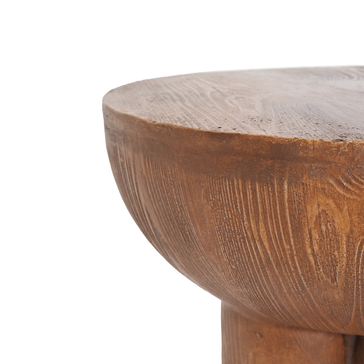 Iris Outdoor Patio Three-Legged Wood-Grain Side Table, view 14