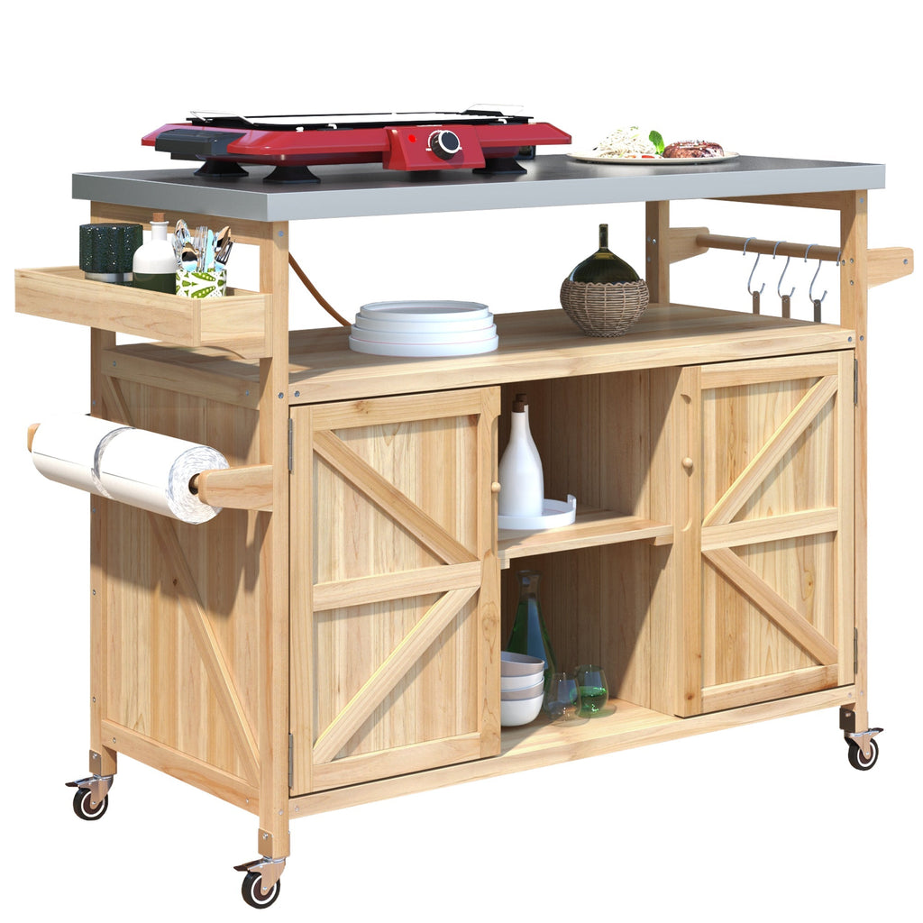 K&K Outdoor Kitchen Island – Natural Fir with Stainless Steel Top, view 10
