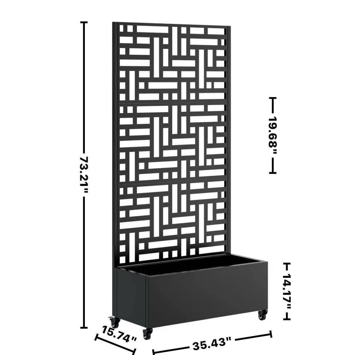Modern Metal Trellis Planter & Privacy Screen – 73" Tall, view 6