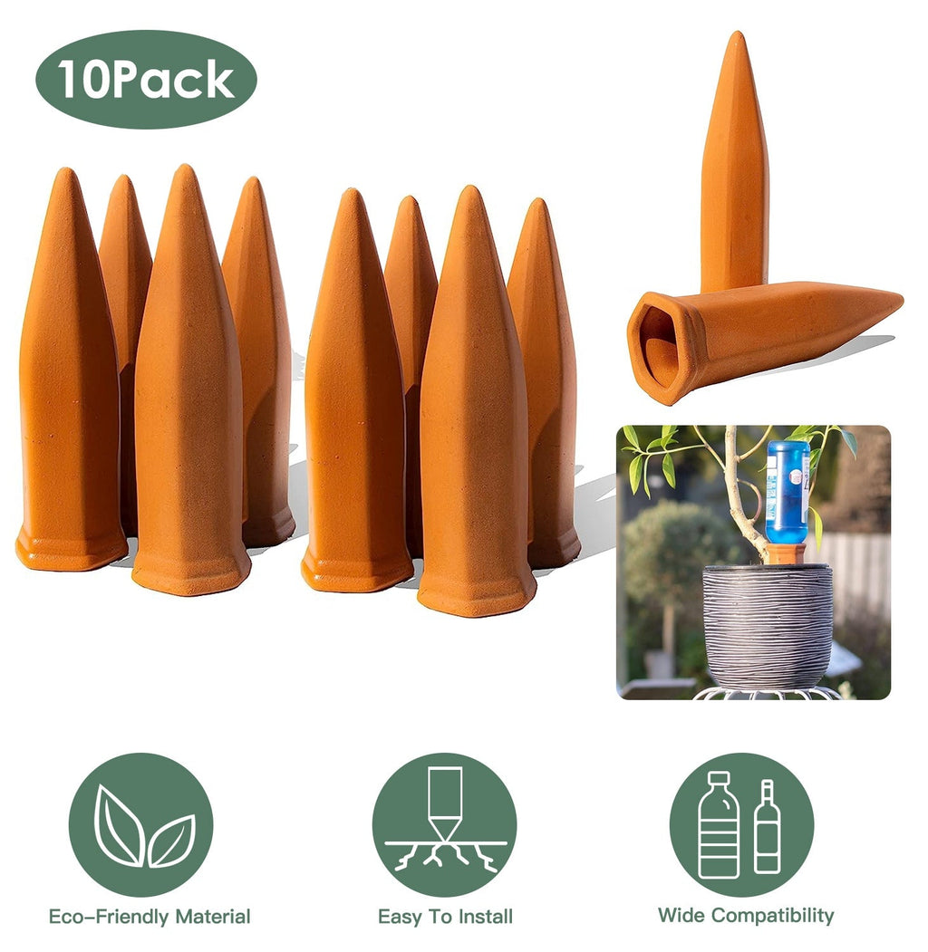 10Pack Plant Watering Spikes Terracotta Automatic Watering Devices with Slow Release Control Plant Waterer, view 3