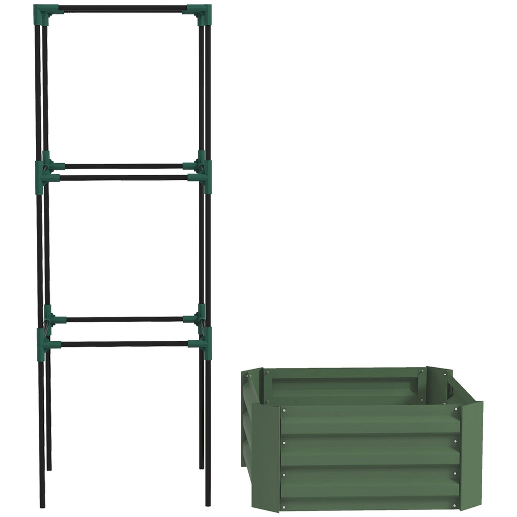Outsunny 55" Tall Galvanized Raised Garden Bed with Trellis, view 10
