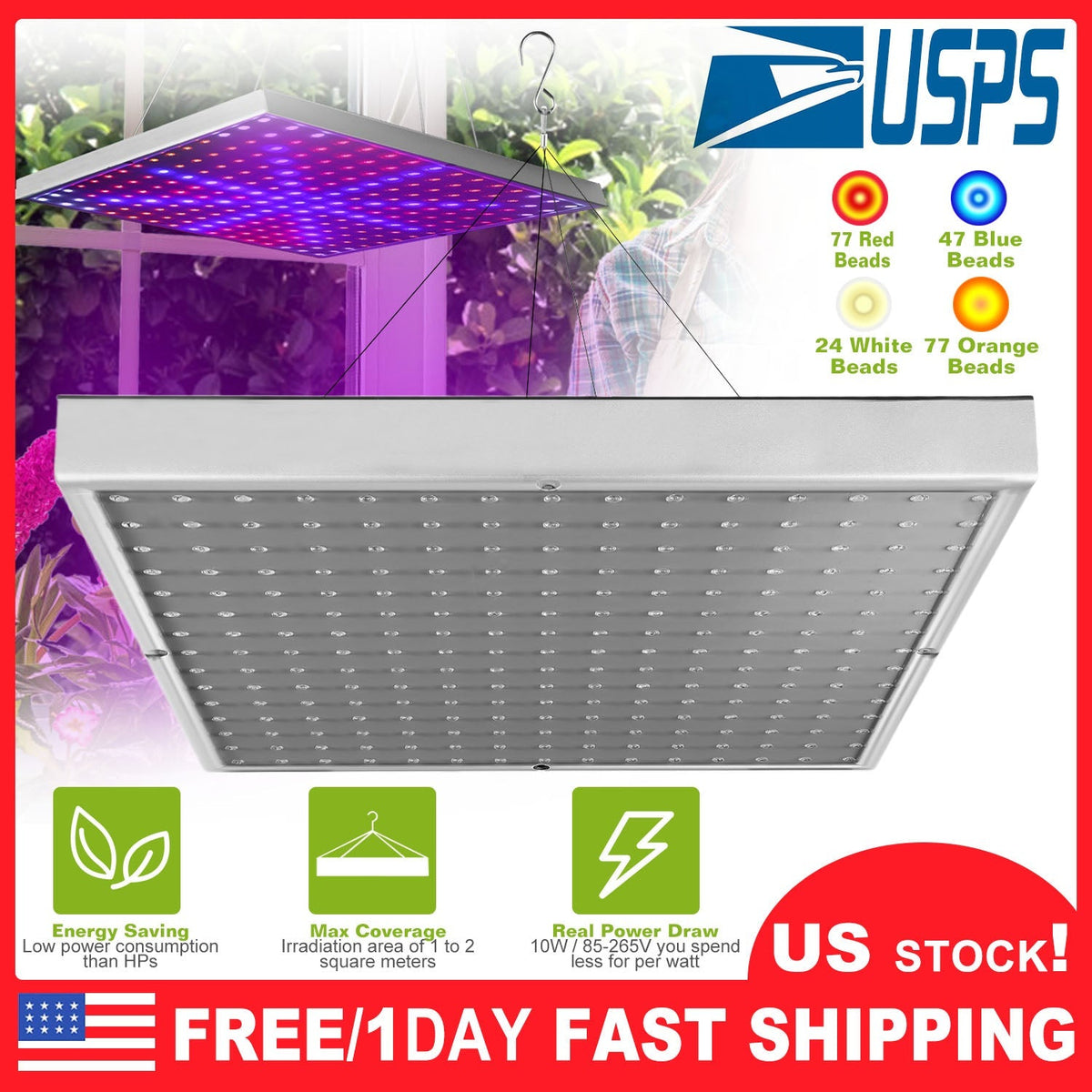 LED Grow Light Full Spectrum Hanging 225 LEDs Plant Grow Lamp Indoor Grow Light for Greenhouse Succulents, view 6