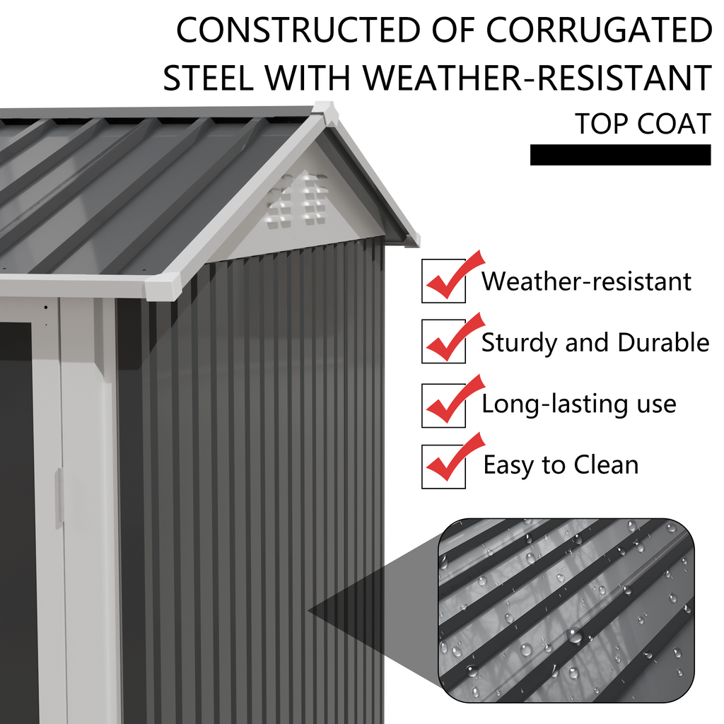 9 x 6 FT Metal Garden Shed for Patio and Backyard Storage, view 8