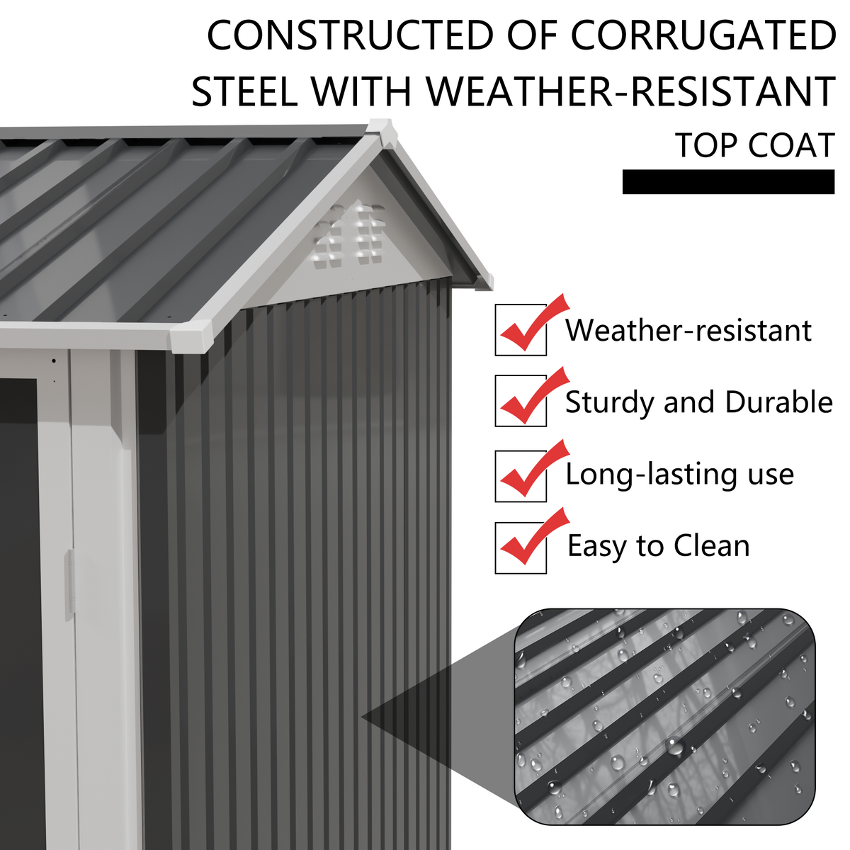 9 x 6 FT Metal Garden Shed for Patio and Backyard Storage, view 8