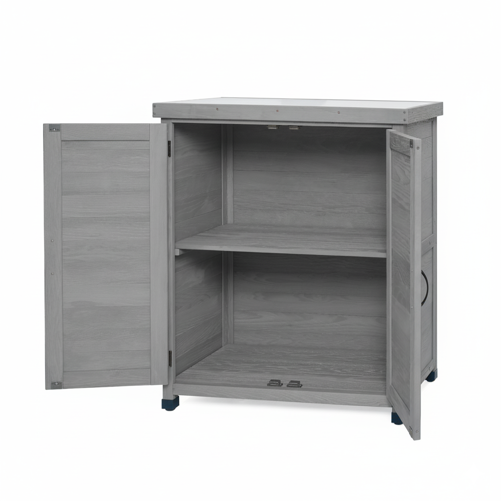 Potting Bench with Storage Cabinet and Metal Table Top, view 4