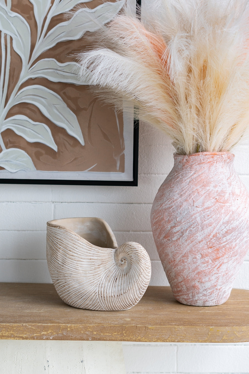 11.5x6.7x7.7" Sand and Cement Nautilus Shell Planter with Textured Beige Finish, view 10