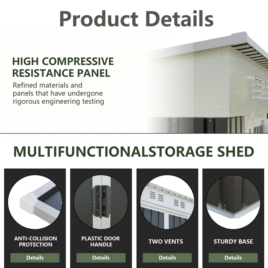 6x4 Ft Garden Shed for Patio and Outdoor Storage, view 5