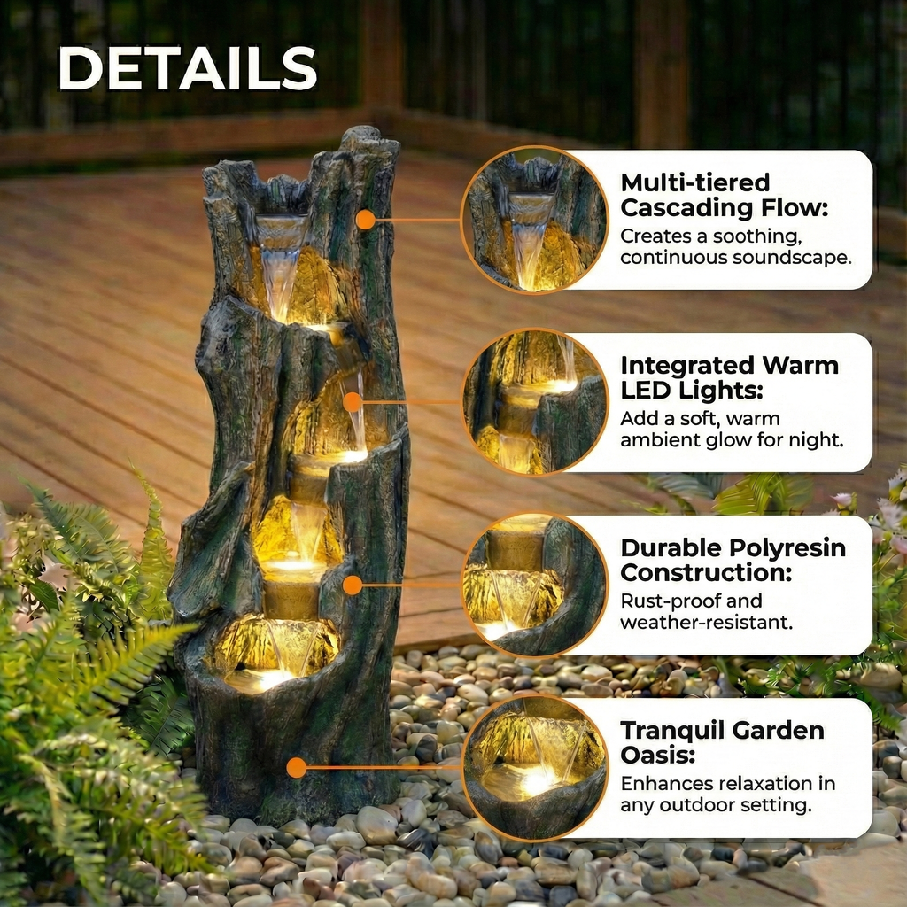 Waterfall Fountain for Outdoor Gardens and Patios, view 5