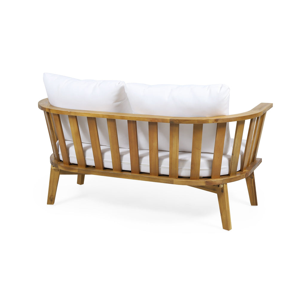 2-Person Outdoor Acacia Wood Patio Seating Group with Cushions and Coffee Table, view 8