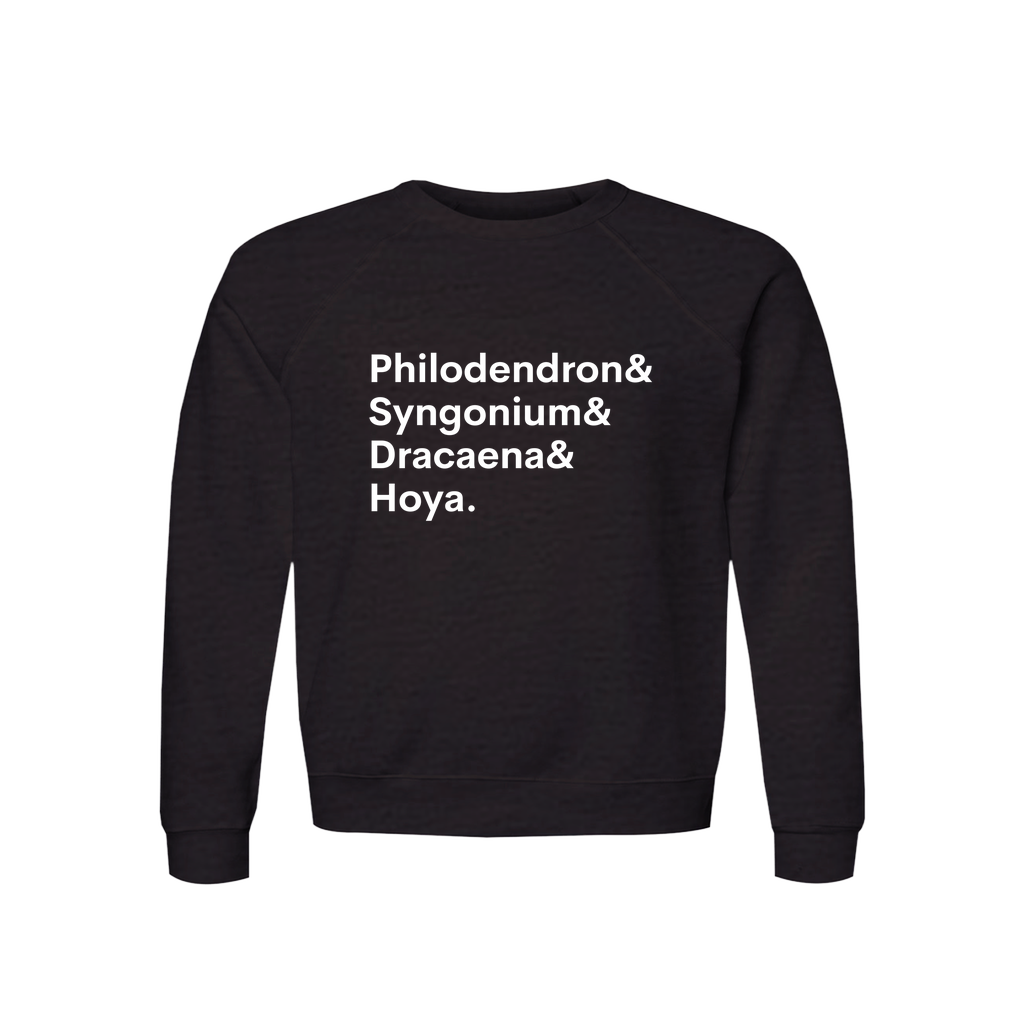 Philodendron, Syngonium, Dracaena & Hoya Plant Lover Sweatshirt – Organic Cotton Raglan