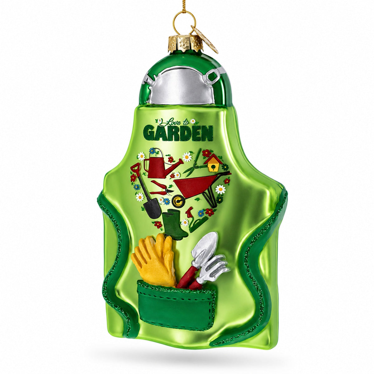 Gardener Apron with Tools Glass Christmas Ornament, view 4