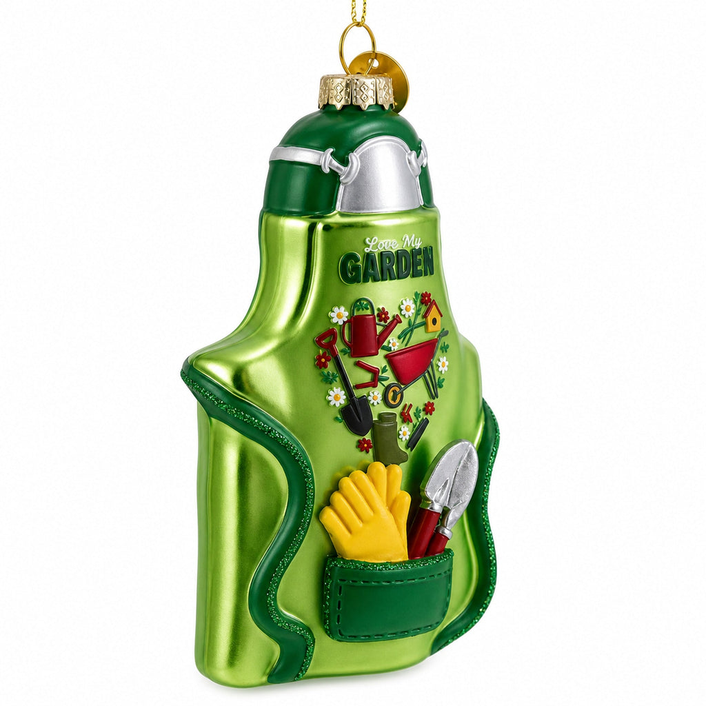 Gardener Apron with Tools Glass Christmas Ornament, view 5