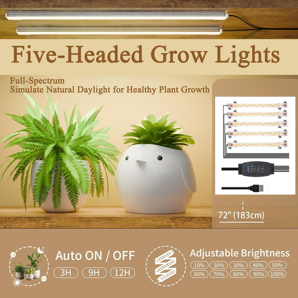 8-tier plant stand with 5 grow lights, rustic brown, view 8