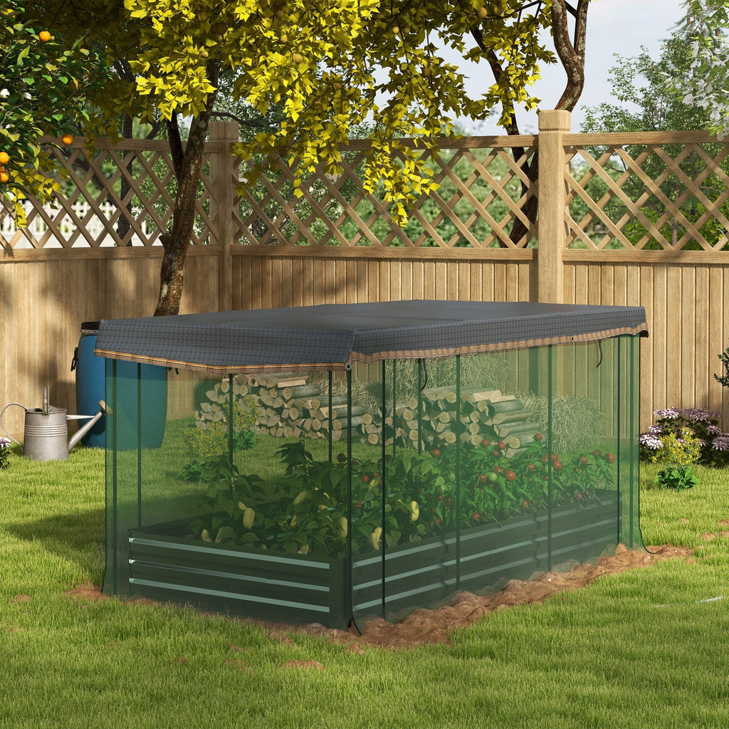 Galvanized Raised Garden Bed with Crop Cage and Shade Cloth, view 8