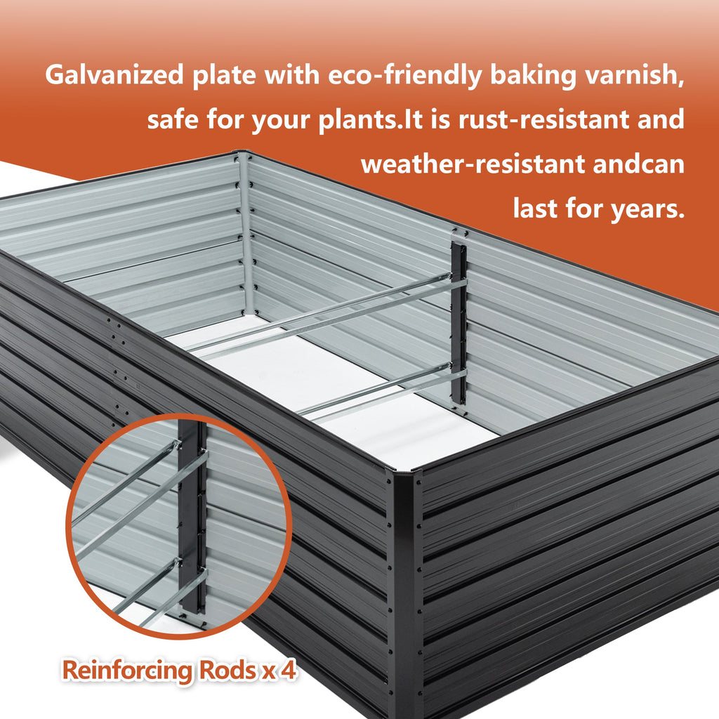2 Pack Metal Raised Garden Bed Kit Outdoor - 8x4x2 FT Galvanized Planter Boxes Set, view 4