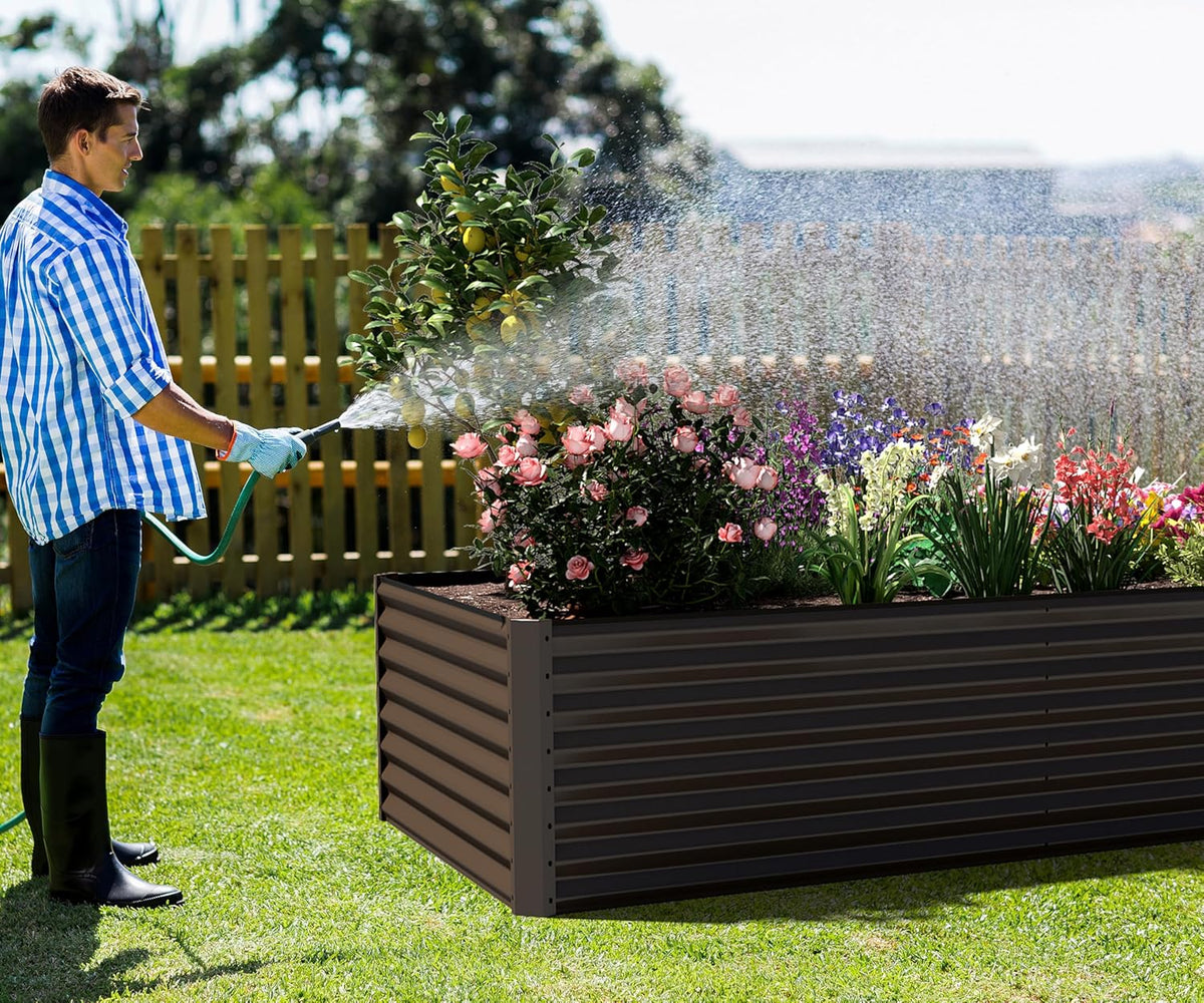 6x3x2ft Galvanized Raised Garden Bed – Brown, view 10
