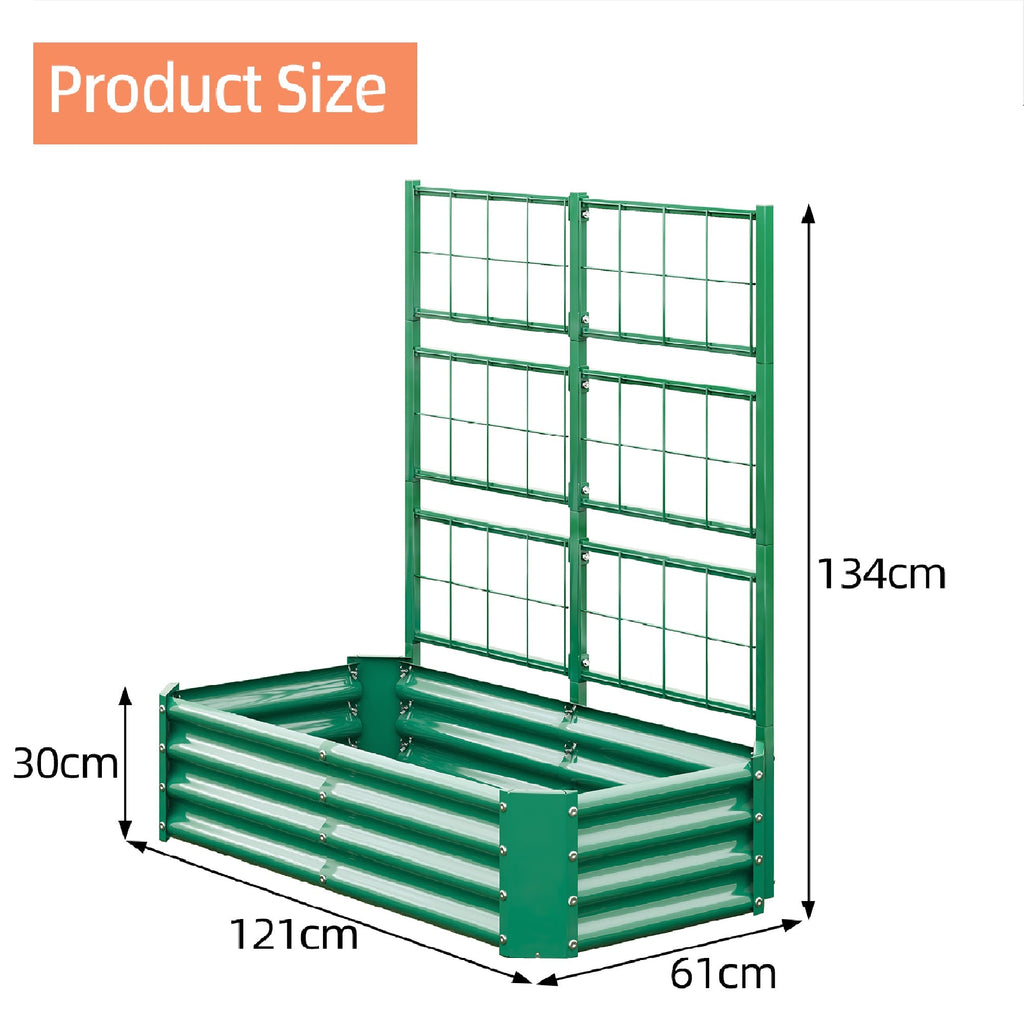 4x2x1FT Raised Garden Bed with Arch Trellis – Olive Green, Rolled Edges, view 9