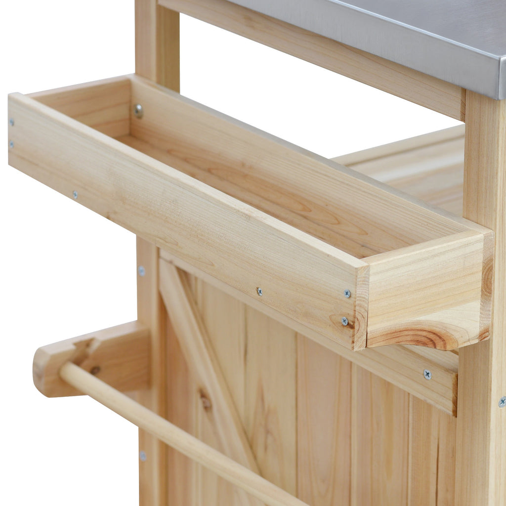 K&K Outdoor Kitchen Island – Natural Fir with Stainless Steel Top