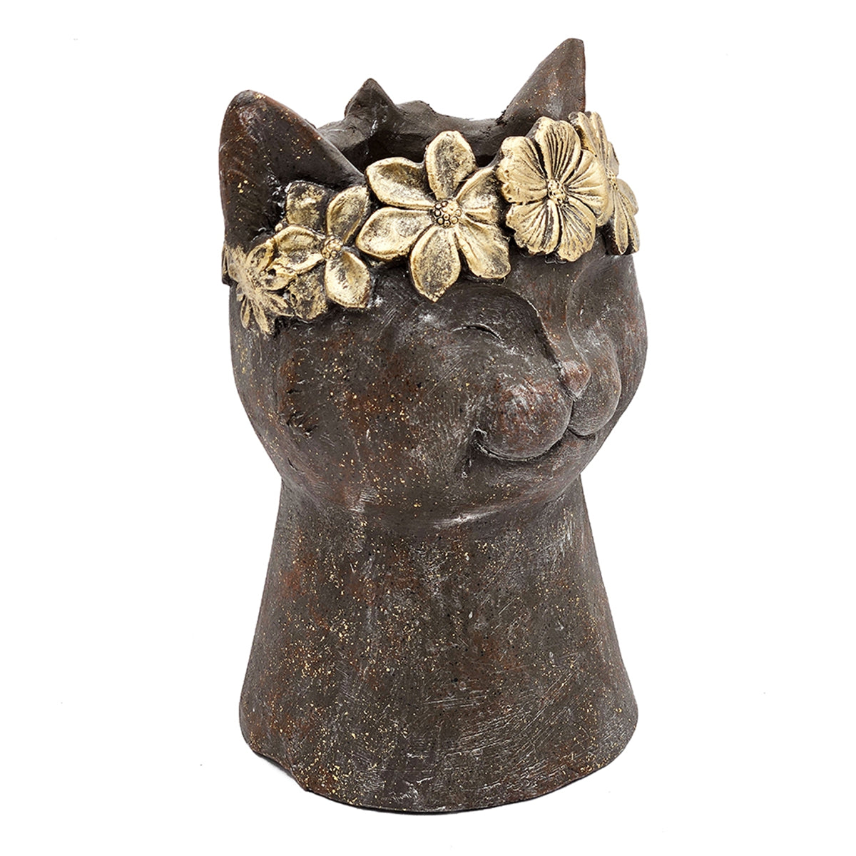 8.5x7.7x12.4" Magnesium Cat Statue Planter with Textured Finish, view 7