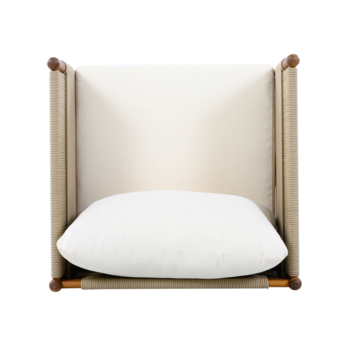 Outdoor Acacia Wood Club Chair with Diamond Rope Weave & Cushions, Teak Finish, view 7