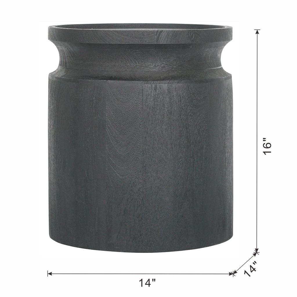 Black Wooden Cylinder Side Table, view 6