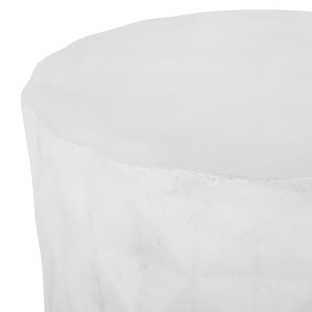 Diamond-Pattern Cylinder Concrete Side Table – Antique White, view 10
