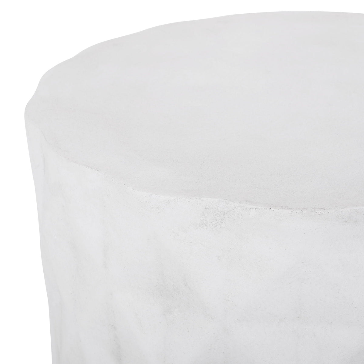Diamond-Pattern Cylinder Concrete Side Table – Antique White, view 10