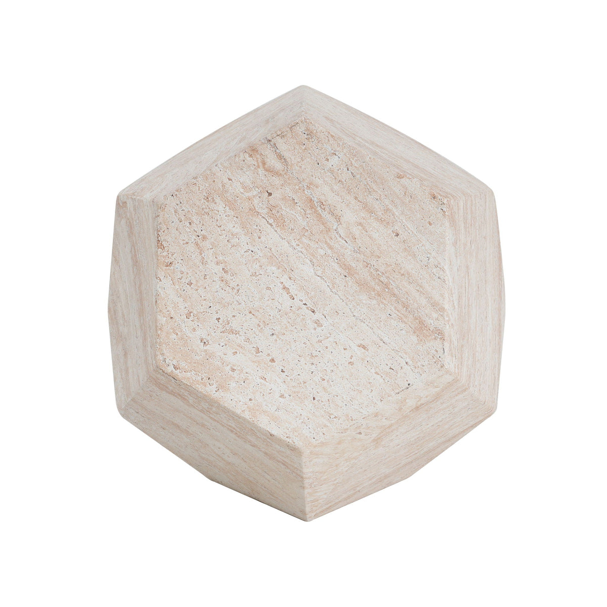 Hexagonal Travertine Concrete Side Table – Indoor/Outdoor, view 10