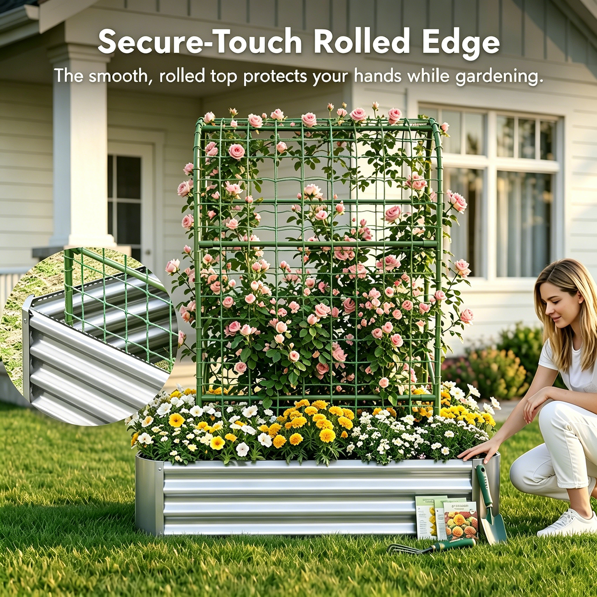 2-in-1 Raised Garden Bed with Trellis, view 6