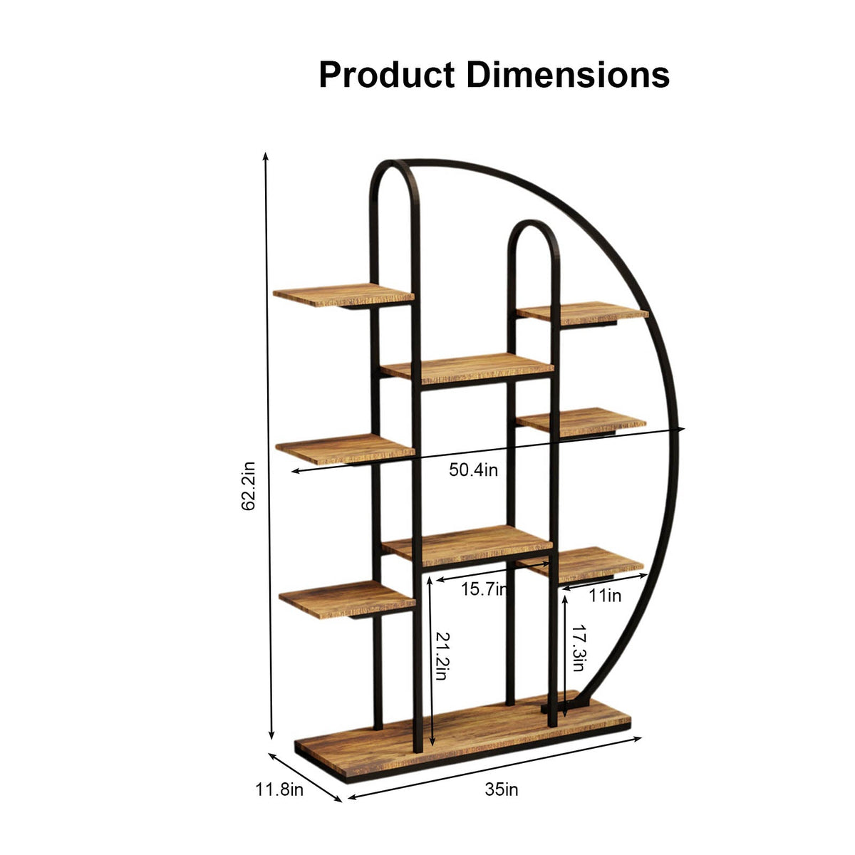 62.2" metal plant stand with grow lights, view 3