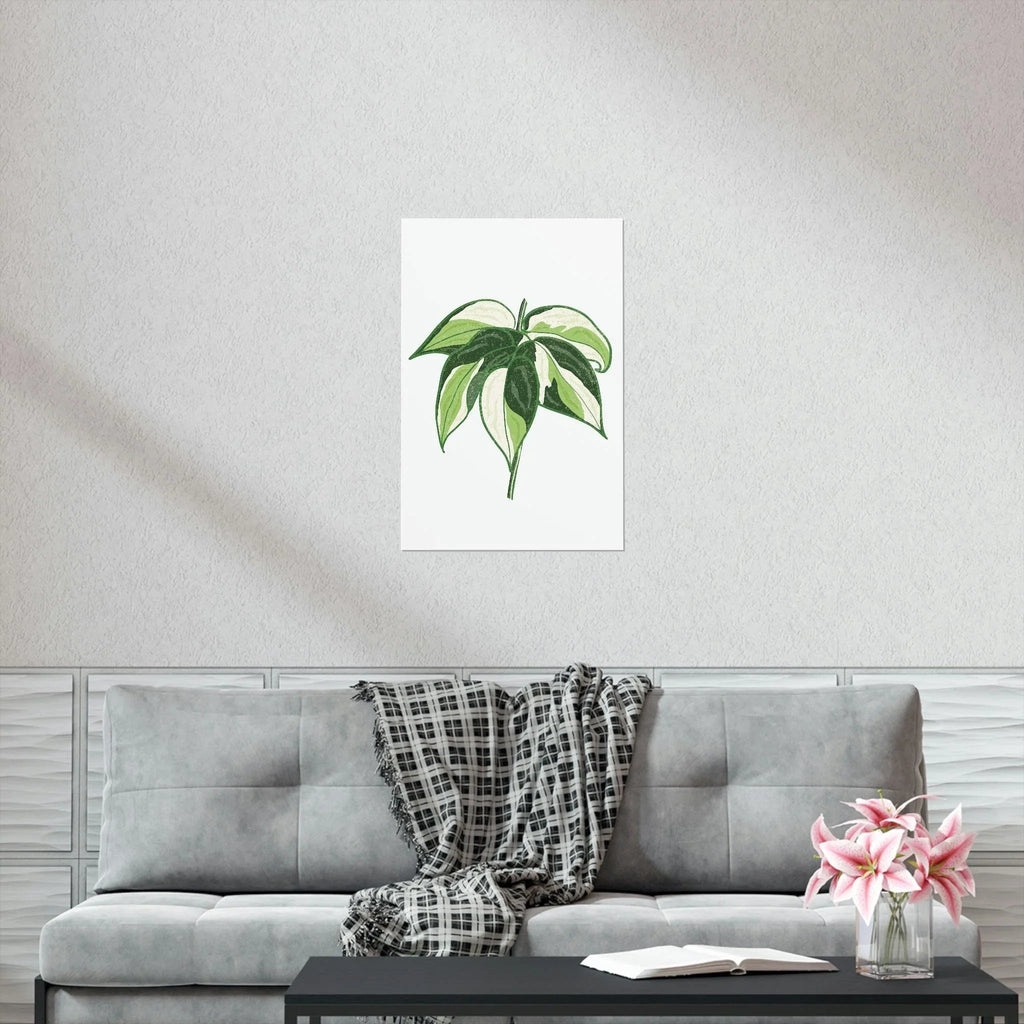Philodendron Cream Splash Botanical Print – Unframed Wall Art
