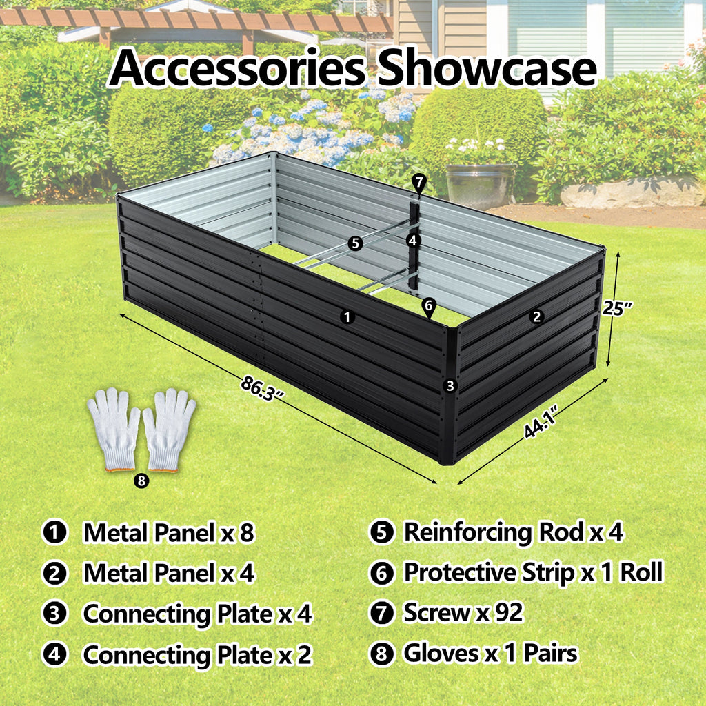 2 Pack Metal Raised Garden Bed Kit Outdoor - 8x4x2 FT Galvanized Planter Boxes Set, view 7