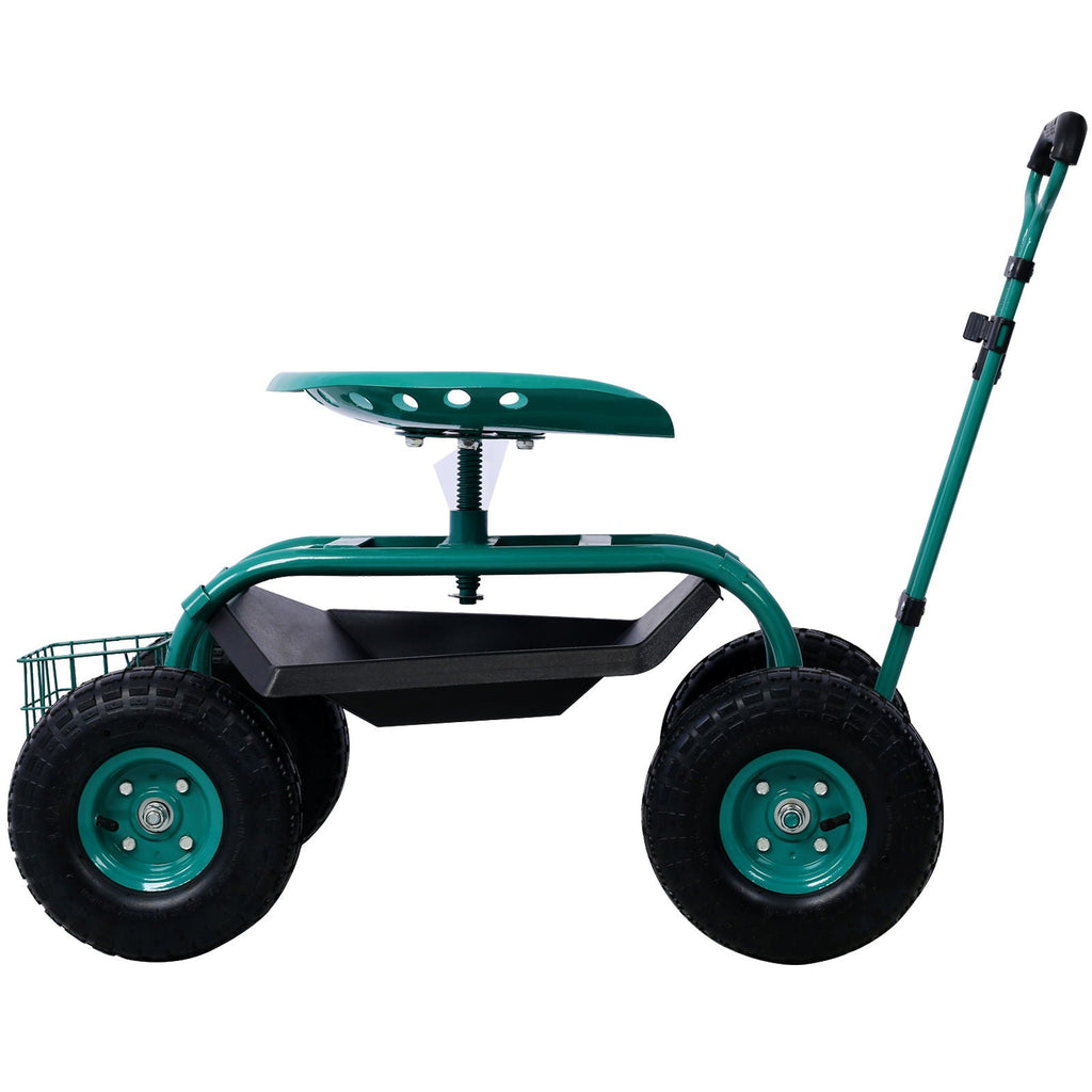 Rolling Garden Scooter Cart with 360° Swivel Seat and Tool Tray - Multiple Colors, view 11