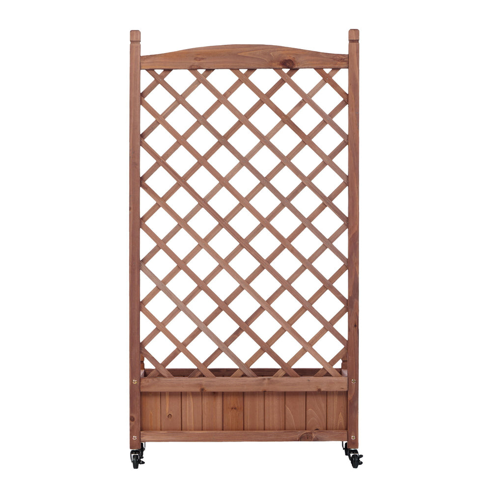 Raised Garden Bed With Trellis 2 Pack, Outdoor Planter Box & Plant Stand With Climbing Racks - Brown, view 13