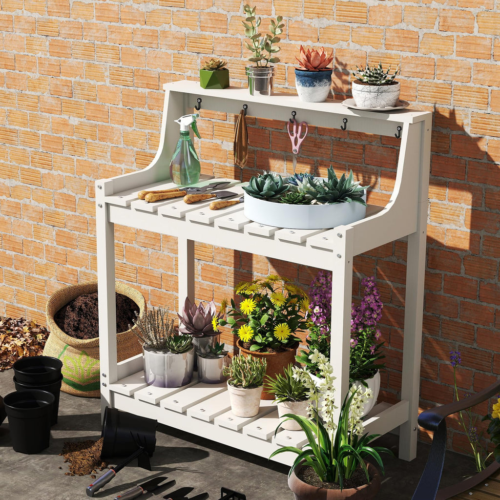 Potting Benches for Outside, HDPE Garden Potting Table with Storage, view 7
