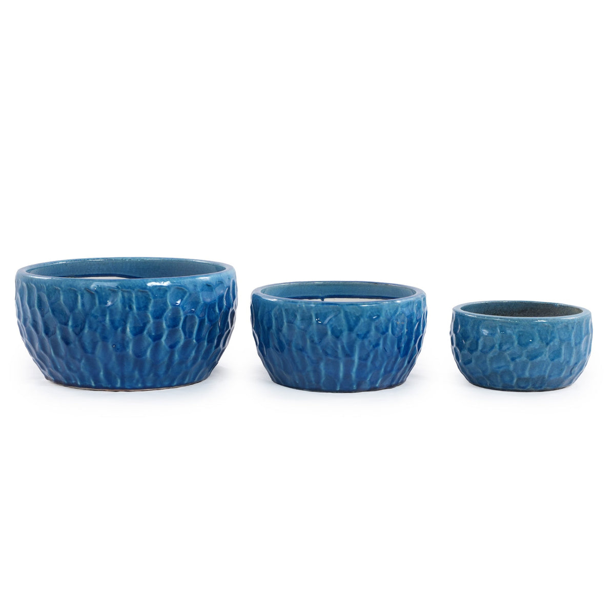Handmade Ceramic Planter Set of 3 in Glossy Lake, view 2