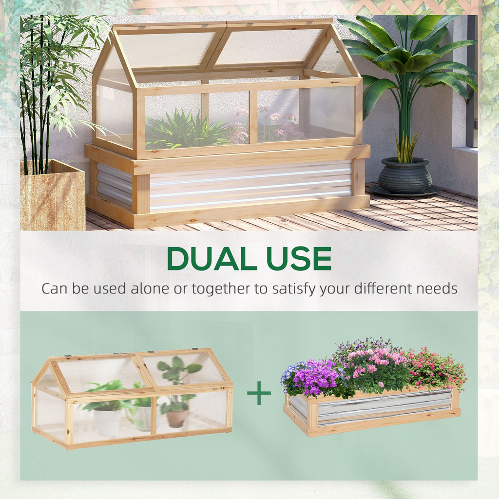 Outsunny Raised Garden Bed with Polycarbonate Cold Frame Cover, 48" x 24" - Natural, view 10