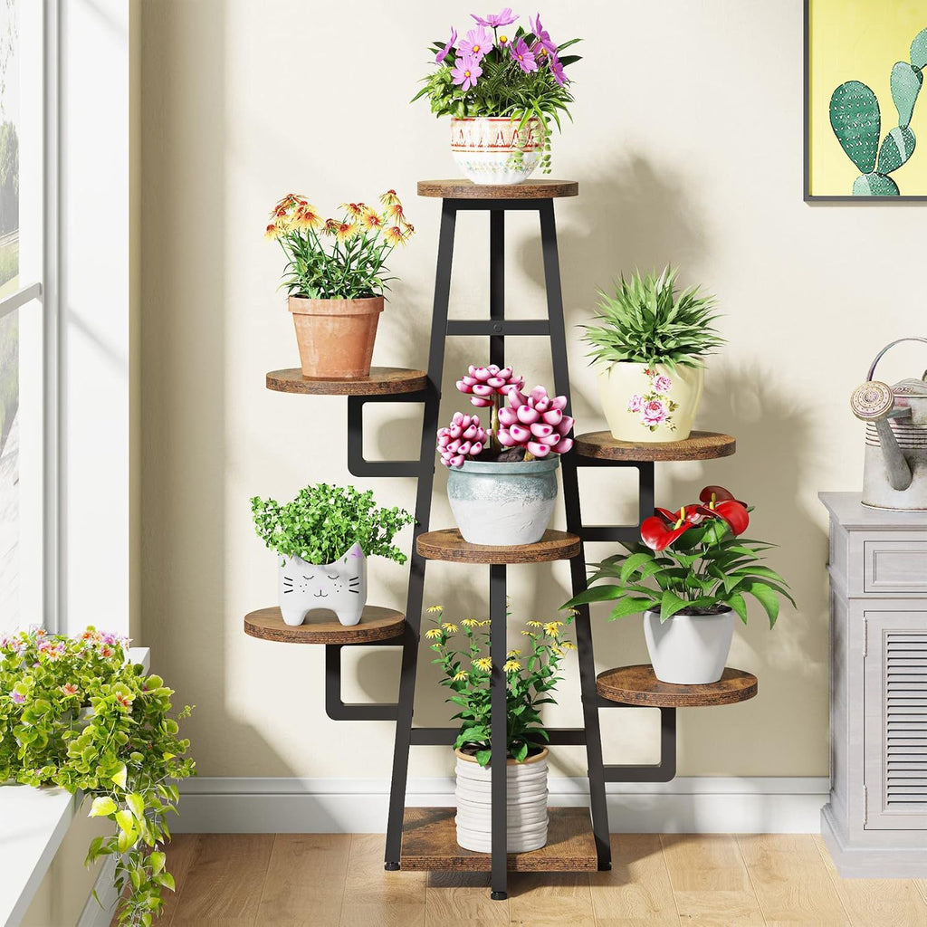 7 Tier Corner Plant Shelf With High Low Design For Living Room